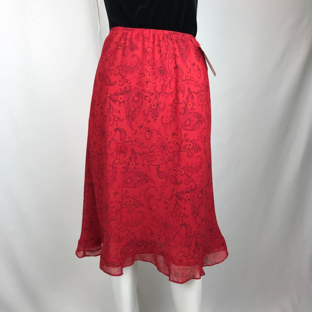 Lapis NWT Red Print  Midi Skirt